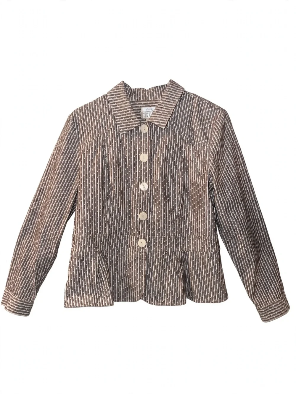 Christopher & Banks Stretch Textured Peplum Jacket  flare ruffle Medium